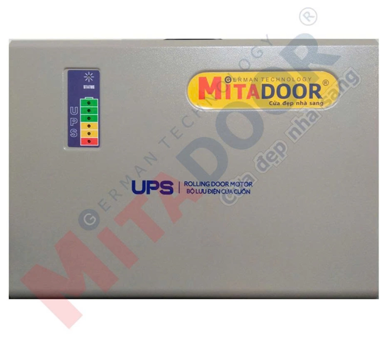 Bình lưu điện cửa cuốn Mitadoor không thể thiếu khi cúp điện, giúp cửa vận hành ổn định