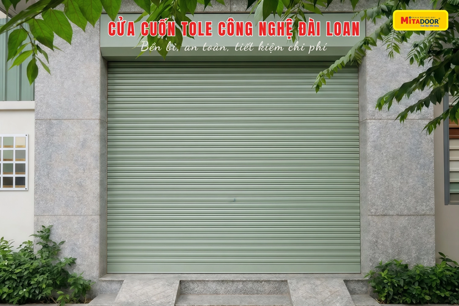 Cửa cuốn tole c&ocirc;ng nghệ Đ&agrave;i Loan Mitadoor bền bỉ, đảm bảo an to&agrave;n cho cả gia đ&igrave;nh