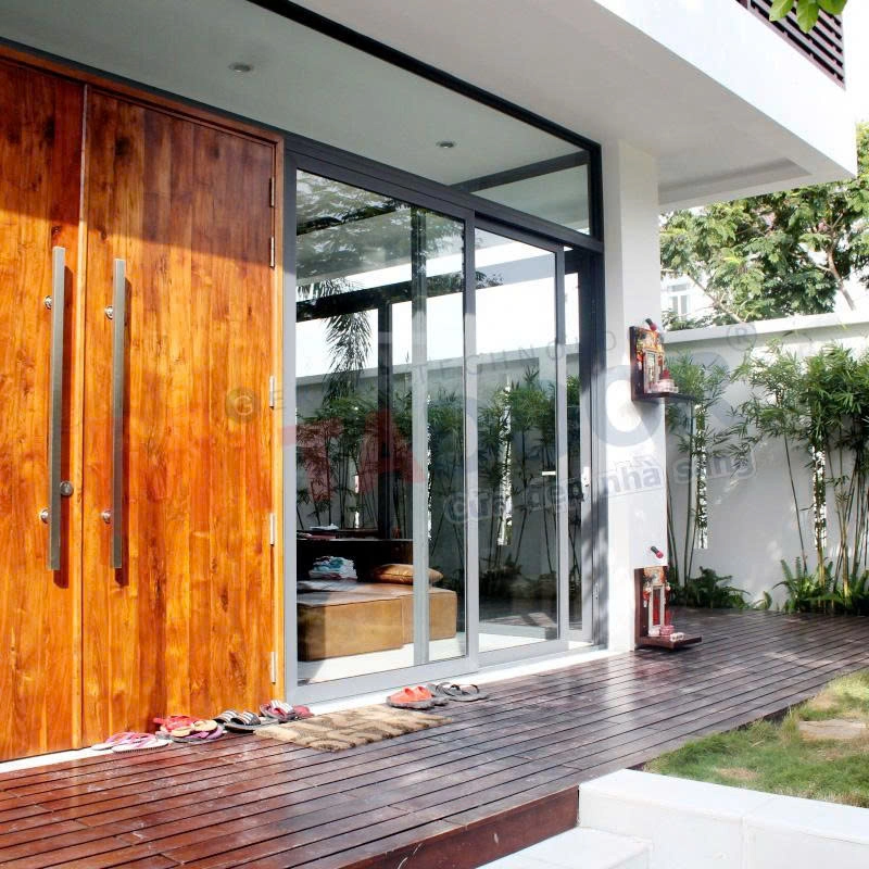 Cửa đi mở lùa - hệ nhôm Châu Âu ST95 - 2 ray giúp tối ưu diện tích