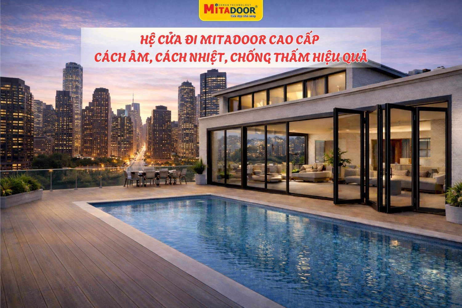 Cửa đi nhôm kính Mitadoor - Giải pháp thẩm mỹ và bền vững cho mọi công trình