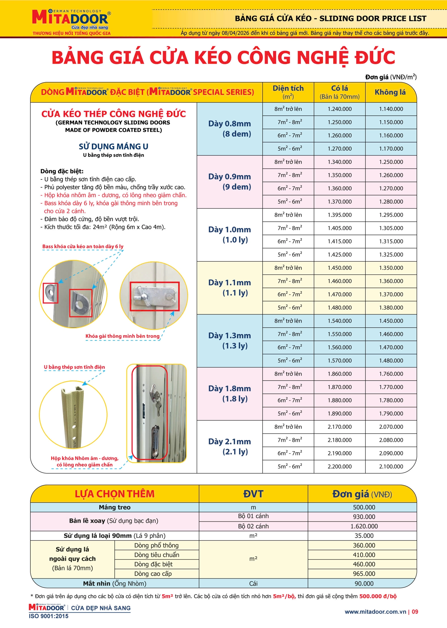 Bảng gi&aacute; cửa sắt k&eacute;o (cửa k&eacute;o th&eacute;p sơn tĩnh điện) 