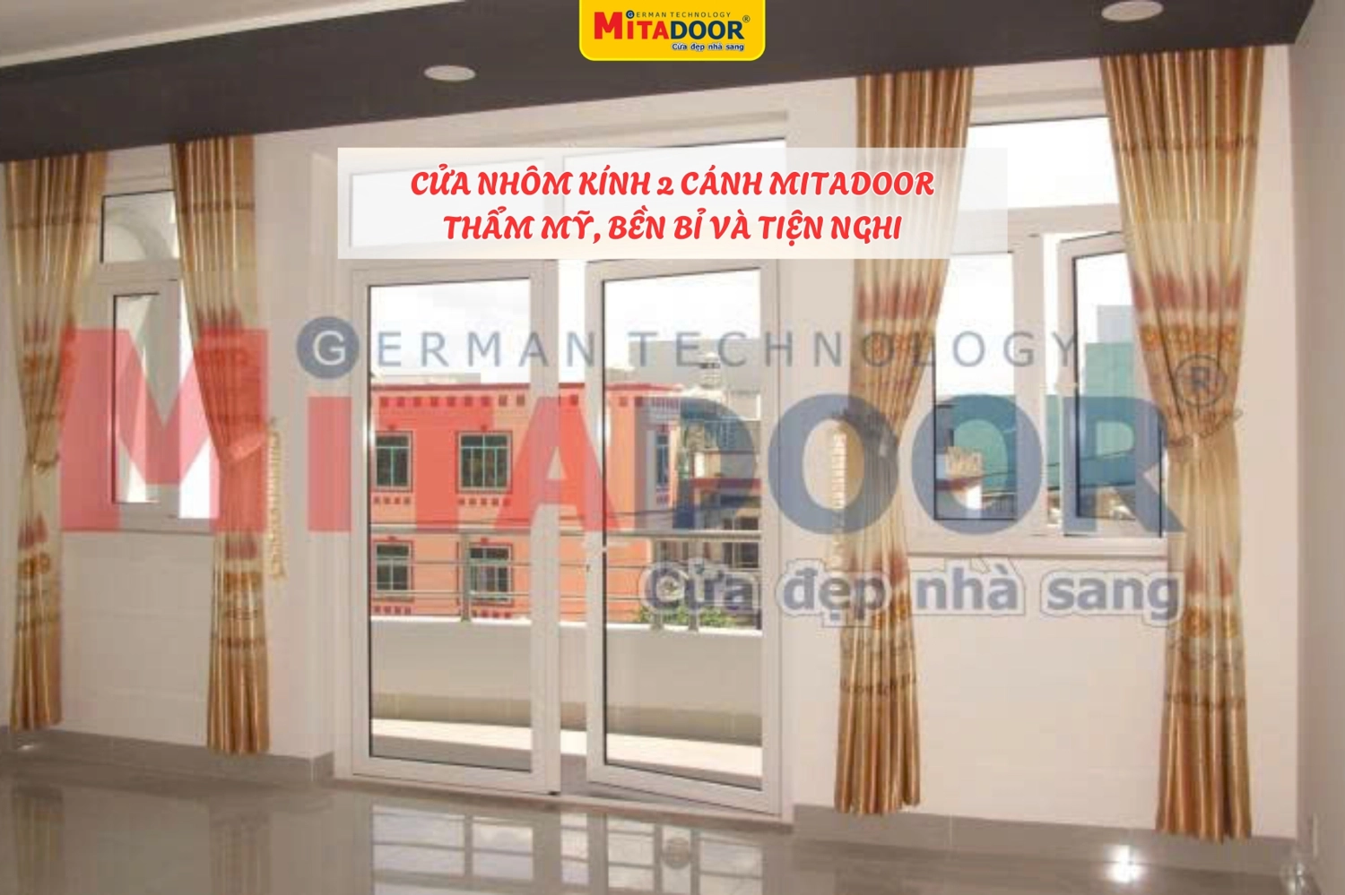 Cửa nhôm kính 2 cánh kết hợp hoàn hảo giữa độ bền, tính thẩm mỹ và khả năng vận hành ổn định