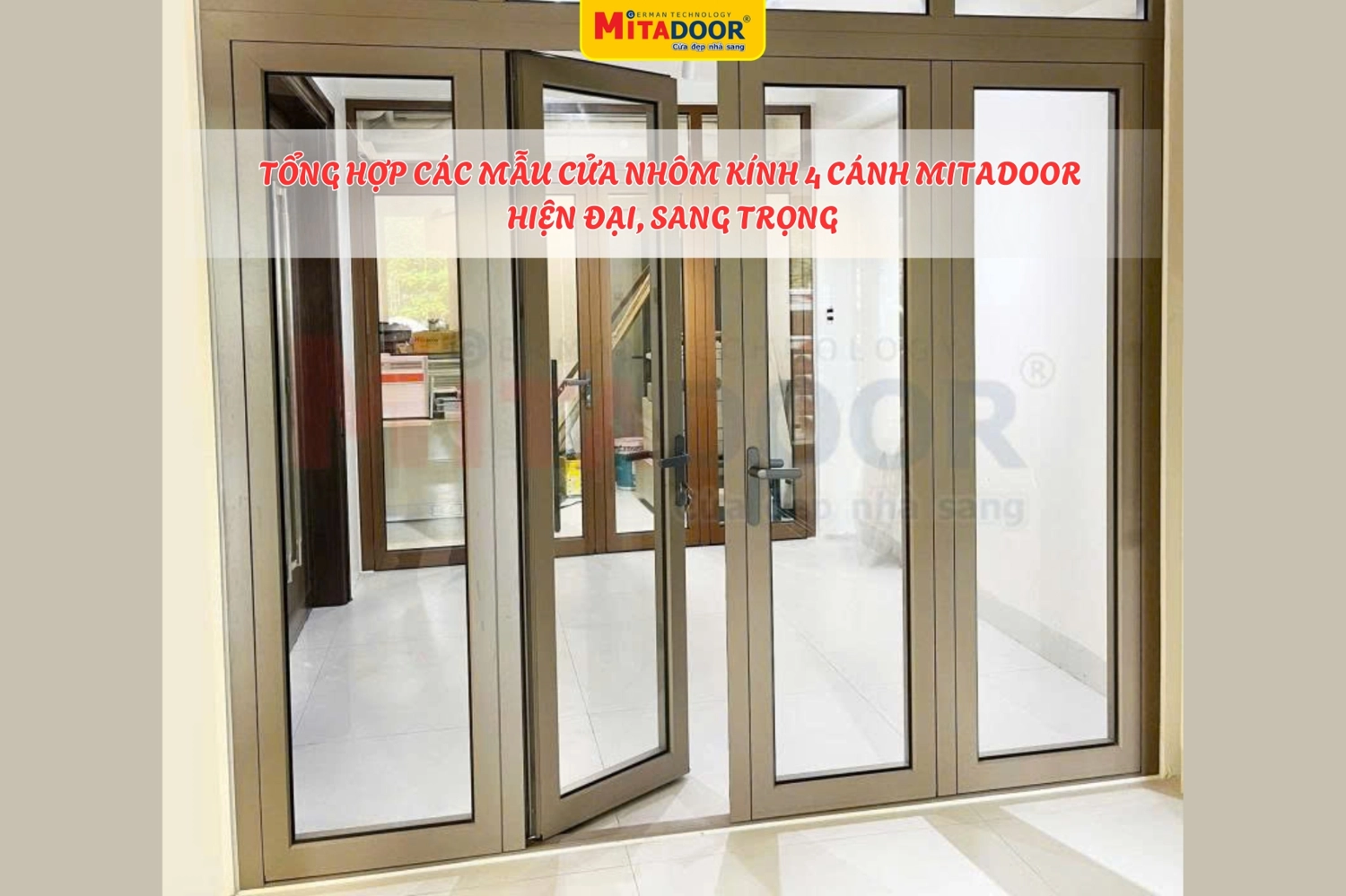 Cửa nhôm kính 4 cánh được ứng dụng rộng rãi trong các công trình hiện đại bởi thiết kế tinh tế, khả năng lấy sáng tốt cùng độ bền vượt trội