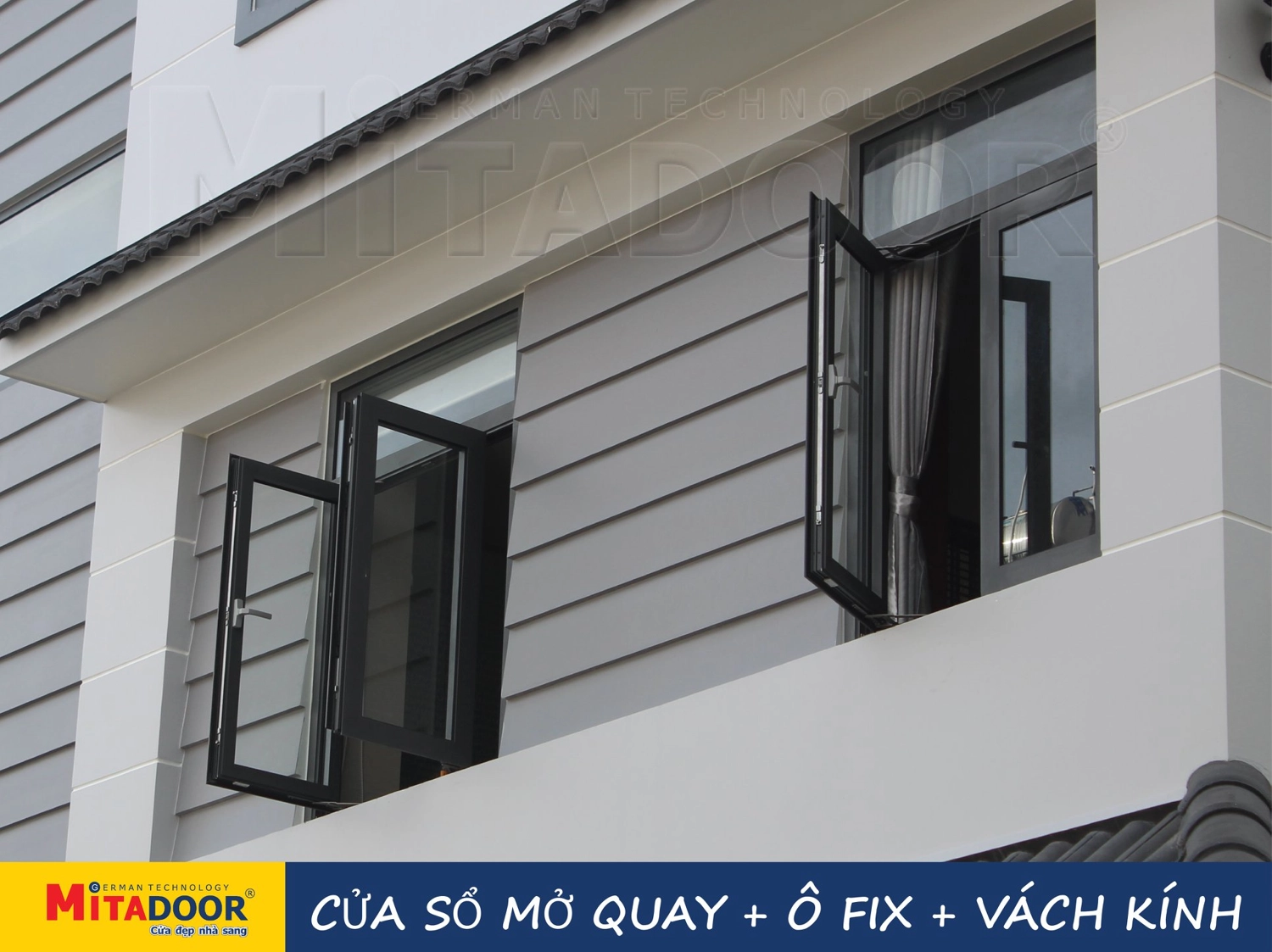 Cửa nhôm kính Mitadoor mang lại giải pháp lấy sáng tối ưu nhưng vẫn đảm bảo an ninh cho mặt ngoài công trình 