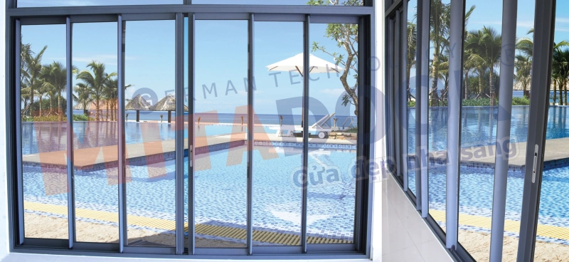 Cửa lùa 3 ray hệ nhôm Technal Mitadoor ST96 mang đến không gian thoáng đãng, tiện nghi