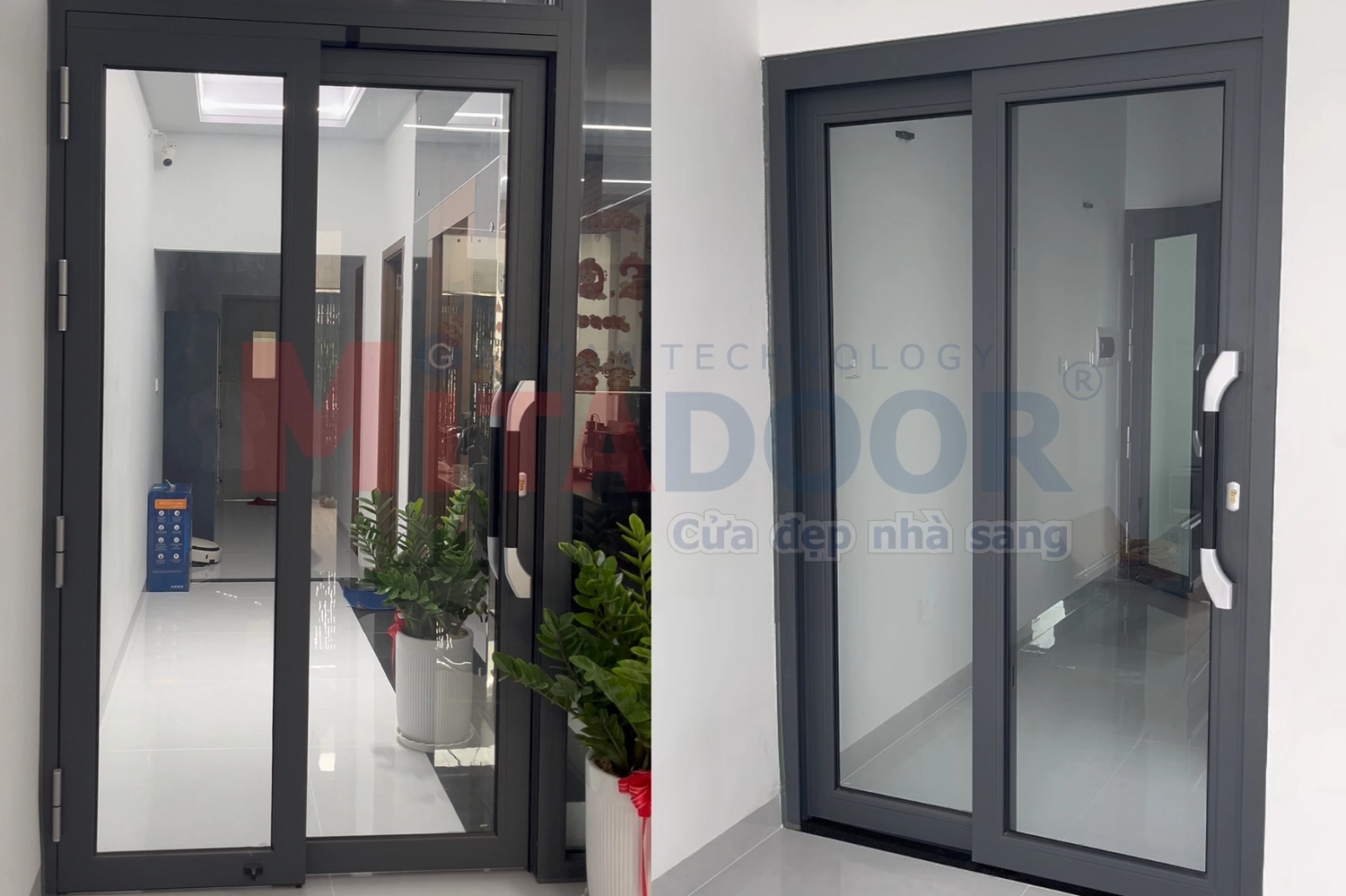 Cửa nhôm kính ngăn phòng hay ngăn giữa các không gian góp phần tạo điểm nhấn, đồng thời cách âm hiệu quả