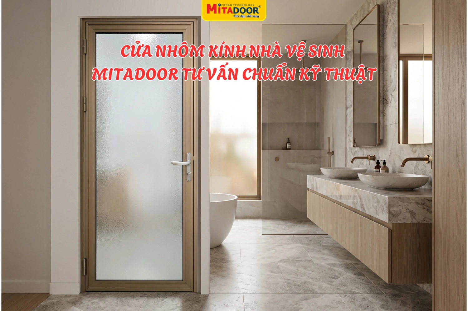 Cửa nhôm kính nhà vệ sinh Mitadoor chống nước tốt, đảm bảo thẩm mỹ với giá hợp lý