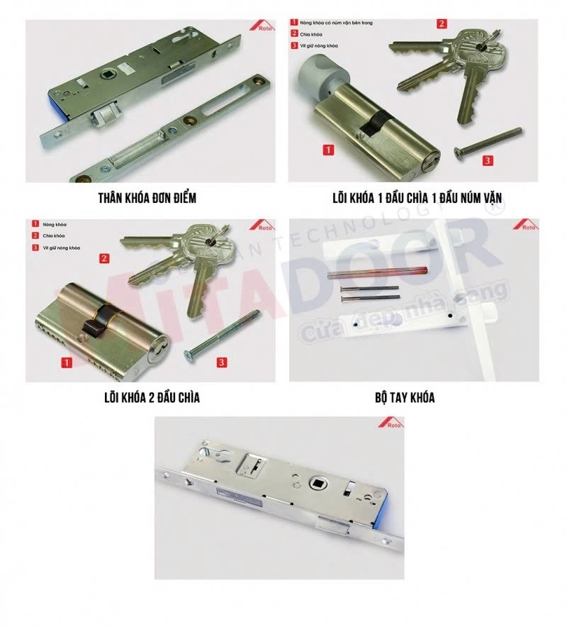 Bộ kh&oacute;a đơn điểm Roto Mitadoor