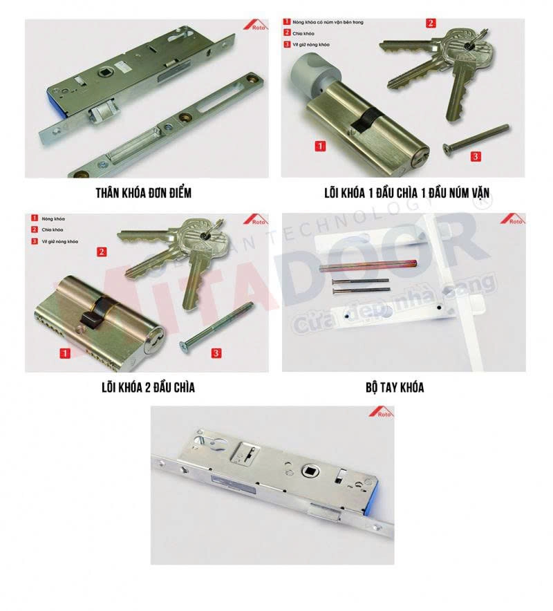 Bộ kh&oacute;a đơn điểm Roto Mitadoor