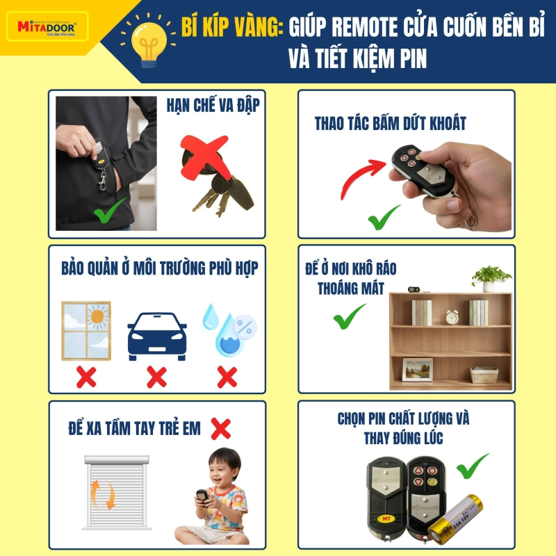 B&iacute; k&iacute;p gi&uacute;p remote cửa cuốn hoạt động bền bỉ v&agrave; tiết kiệm pin tối đa
