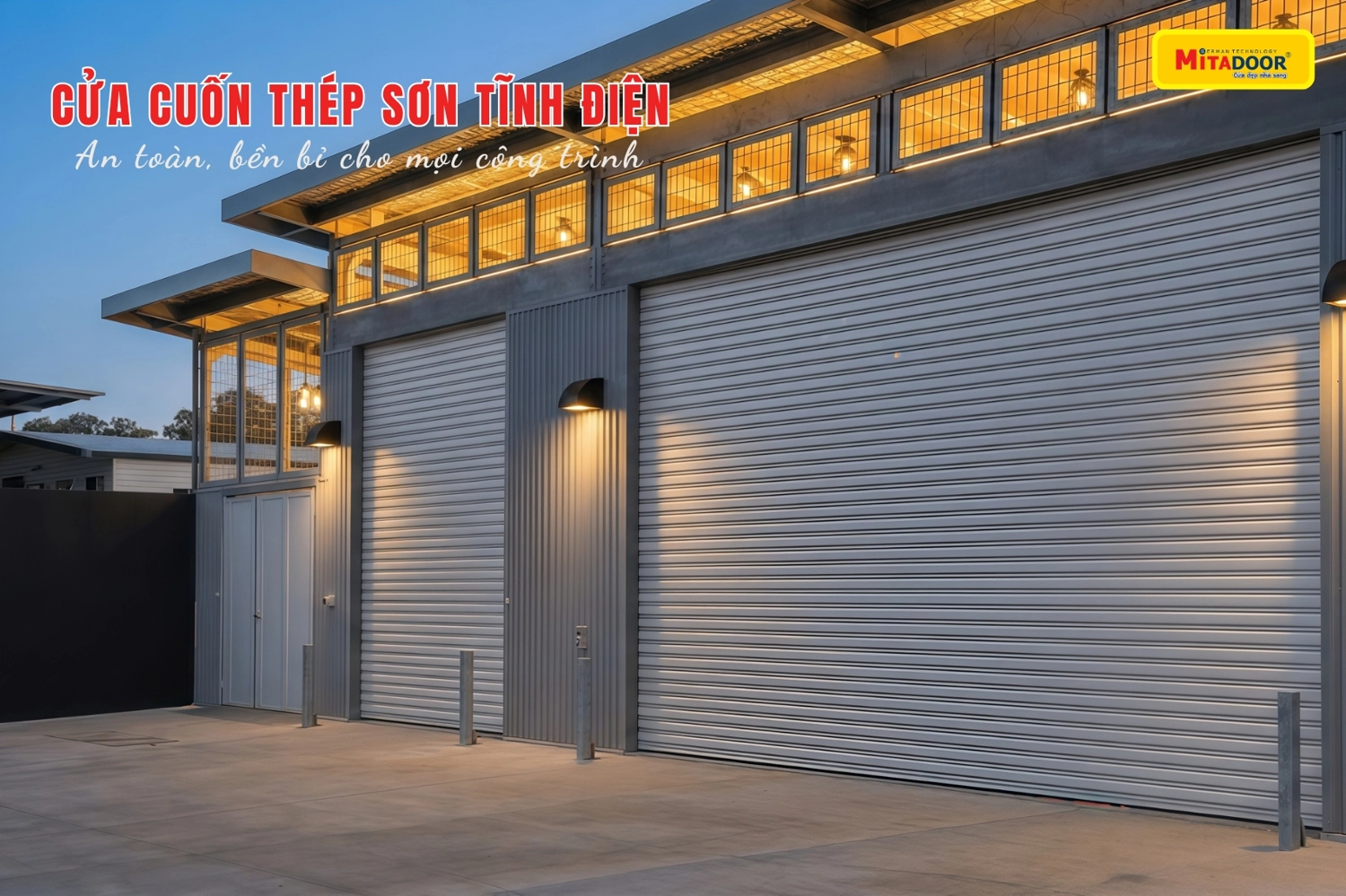 Cửa cuốn thép sơn tĩnh điện an toàn, bền lâu với mọi công trình