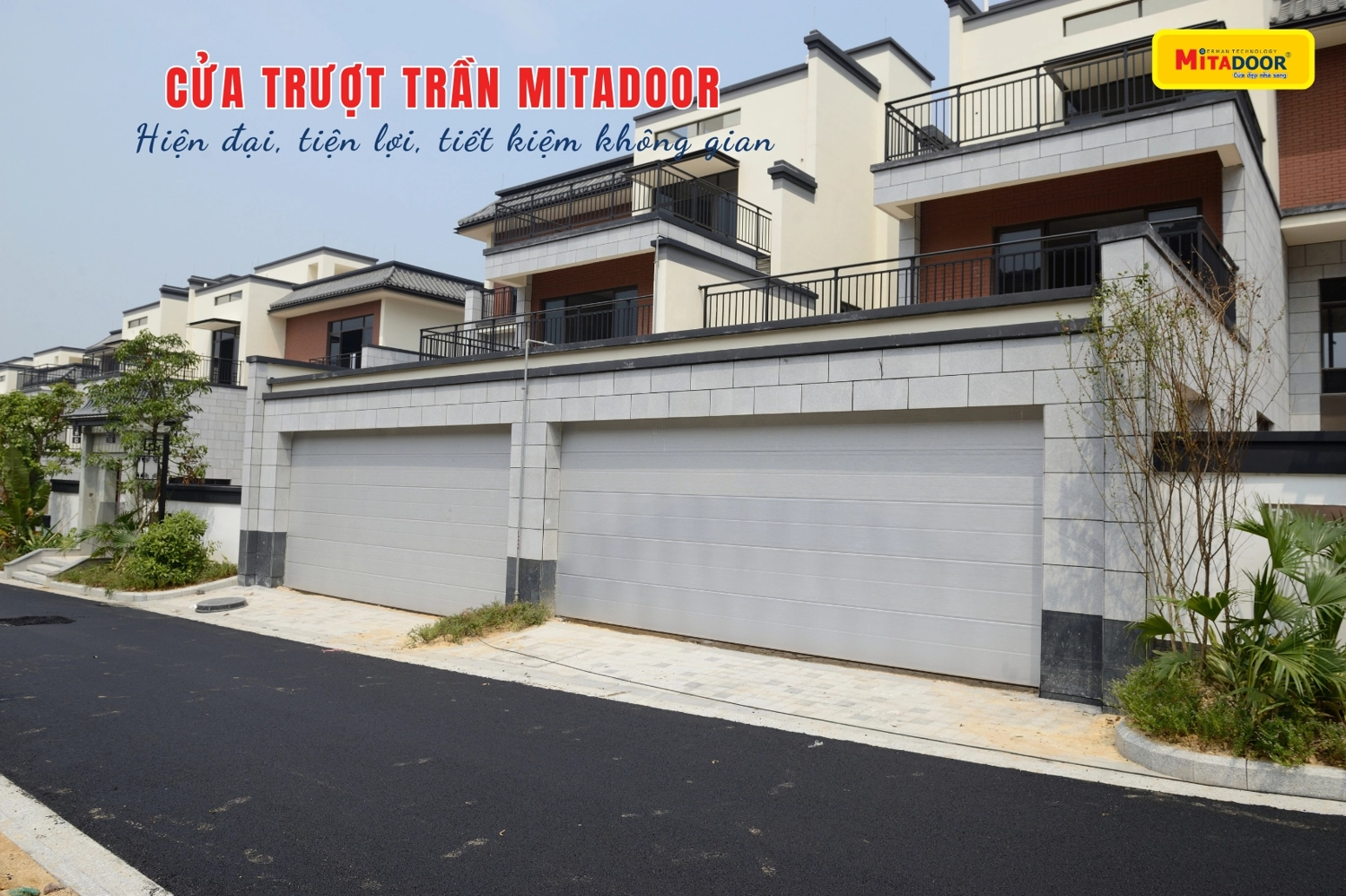 Cửa trượt trần Mitadoor kết cấu vững chắc, diện mạo hiện đại, đảm bảo an to&agrave;n