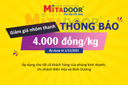 Thông báo - Hoạt động THÔNG BÁO GIẢM GIÁ BÁN NHÔM THANH  ĐỊNH HÌNH 4.000 NGÀN ĐỒNG/KG, ÁP DỤNG NGÀY 1/12/2021