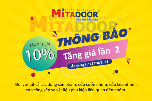 Thông báo - Hoạt động THÔNG BÁO TĂNG GIÁ SẢN PHẨM MITADOOR THÊM 10% LẦN 2 ÁP DỤNG TỪ NGÀY 15/10/2021
