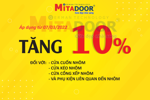 Thông báo - Hoạt động THÔNG BÁO TĂNG GIÁ 10% SẢN PHẨM LIÊN QUAN ĐẾN NHÔM, TỪ NGÀY 07/03/2022