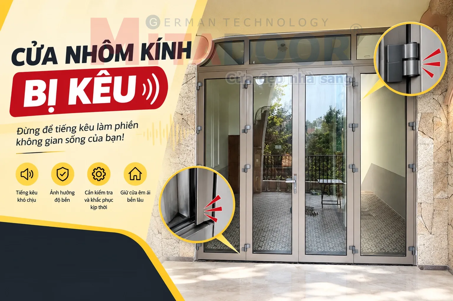 Cửa nhôm kính NGUYÊN NHÂN VÀ CÁCH SỬA CỬA NHÔM KÍNH BỊ KÊU HIỆU QUẢ
