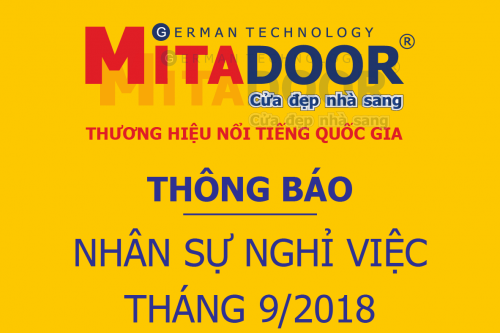 Tin tức sự kiện THÔNG BÁO NHÂN SỰ NGHỈ VIỆC THÁNG 09/2018