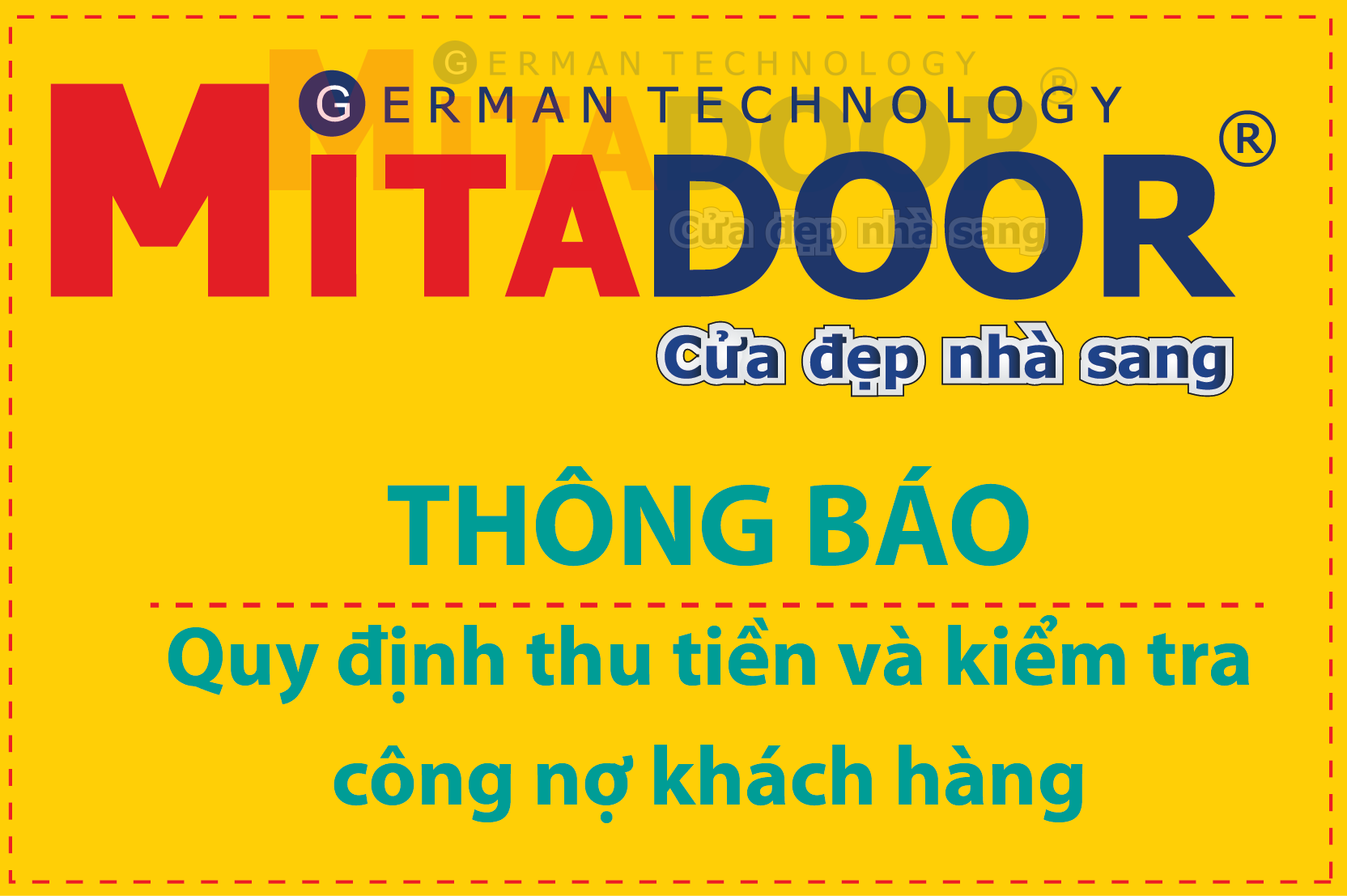 Thông báo - Hoạt động QUY ĐỊNH THU TIỀN VÀ KIỂM TRA CÔNG NỢ KHÁCH HÀNG