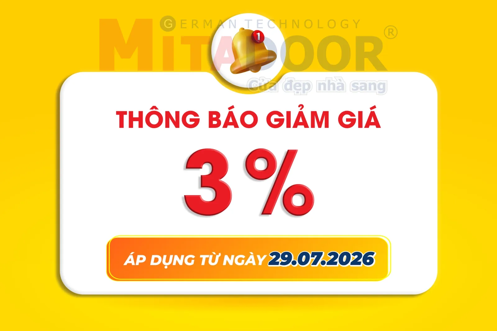 Thông báo - Hoạt động THÔNG BÁO VỀ VIỆC GIẢM GIÁ ĐỐI VỚI CÁC DÒNG SẢN PHẨM NHÔM 29/07/2026