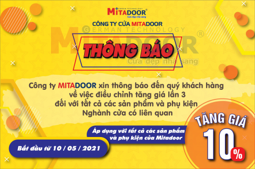 Thông báo - Hoạt động THÔNG BÁO TĂNG GIÁ SẢN PHẨM MITADOOR 10% TỪ NGÀY 10/05/2021