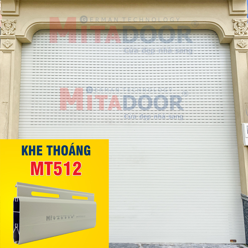 Dòng tiêu chuẩn - dày 1.0 - 1.5mm CỬA CUỐN NHÔM KHE THOÁNG MITADOOR MT512