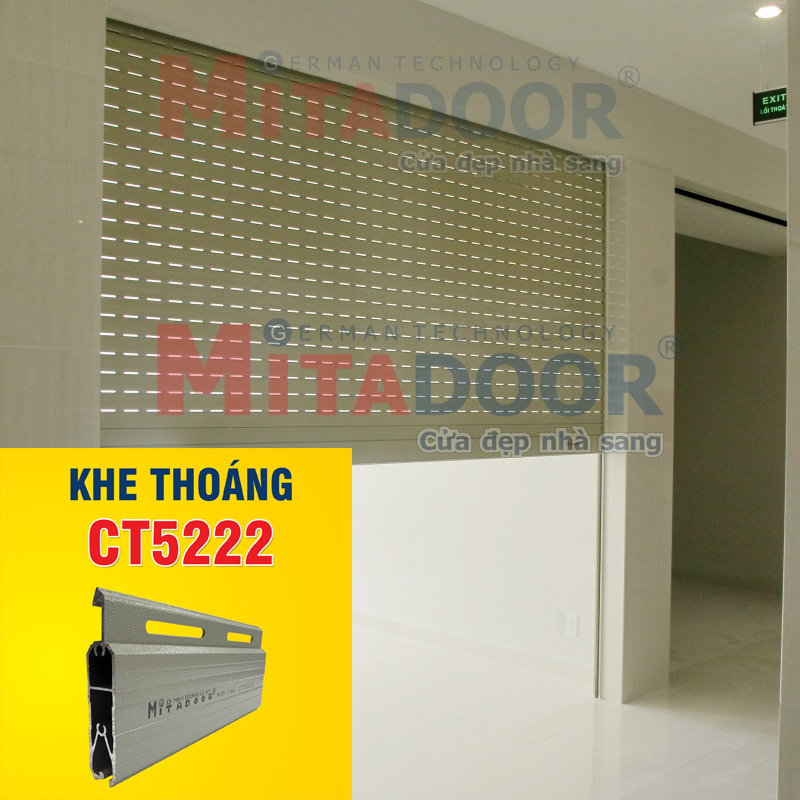 Dòng cao cấp - dày 1.1Ly – 1.5Ly CỬA CUỐN NHÔM KHE THOÁNG MITADOOR CT5222 HIGH CLASS