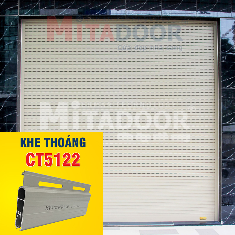 Dòng tiêu chuẩn - dày 1.0 - 1.5mm CỬA CUỐN NHÔM KHE THOÁNG MITADOOR CT5122