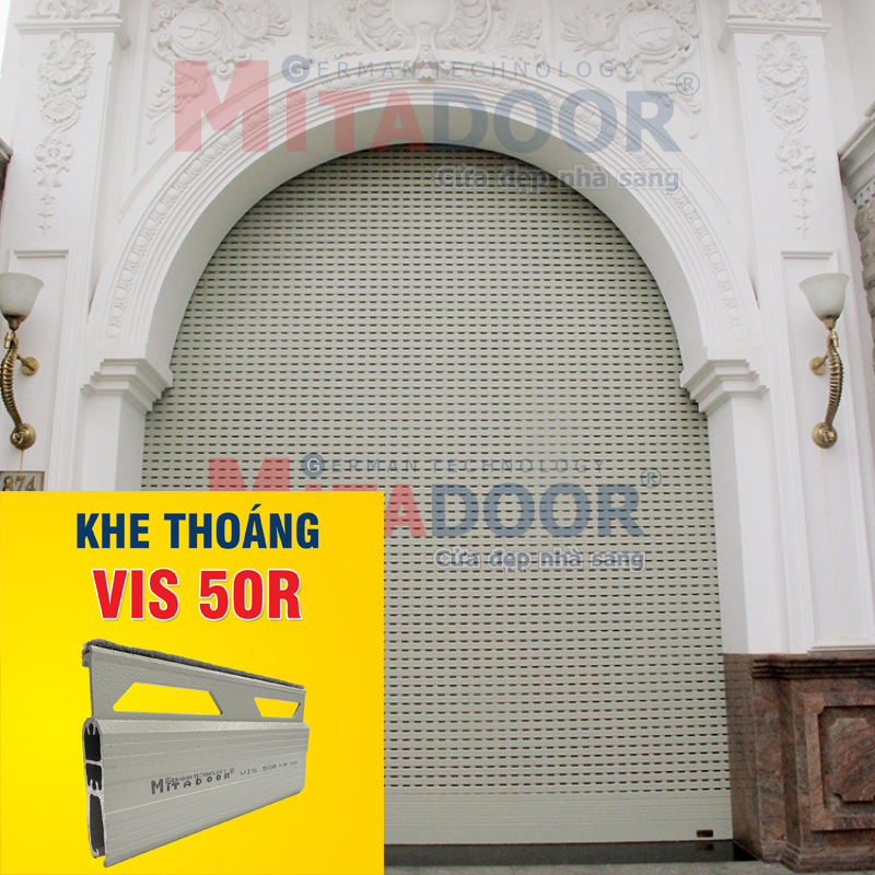 Dòng đặc biệt - dày 1.3Ly – 3.0Ly CỬA CUỐN NHÔM KHE THOÁNG MITADOOR VIS 50R ÊM NHẸ SIÊU DÀY