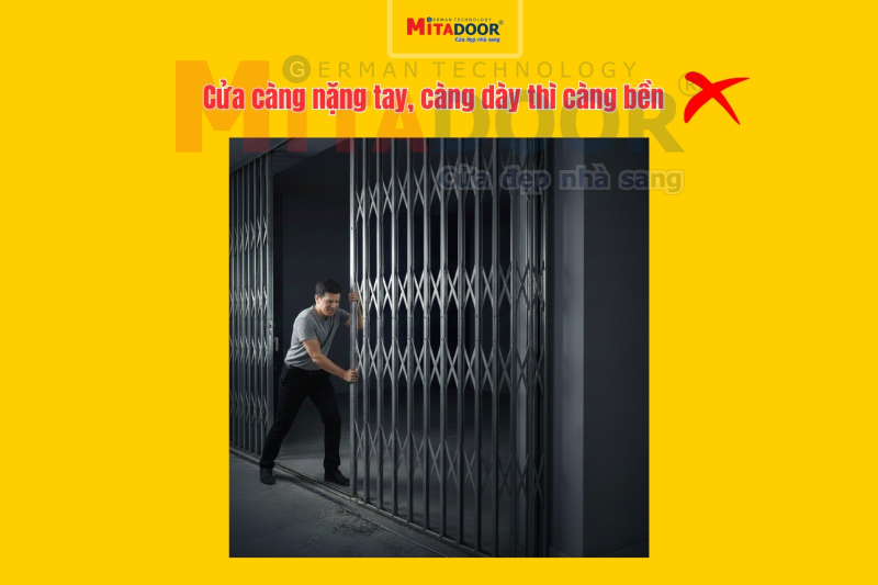 Nhiều người nghĩ rằng chọn cửa k&eacute;o c&agrave;ng nặng tay, c&agrave;ng d&agrave;y th&igrave; c&agrave;ng sử dụng được l&acirc;u