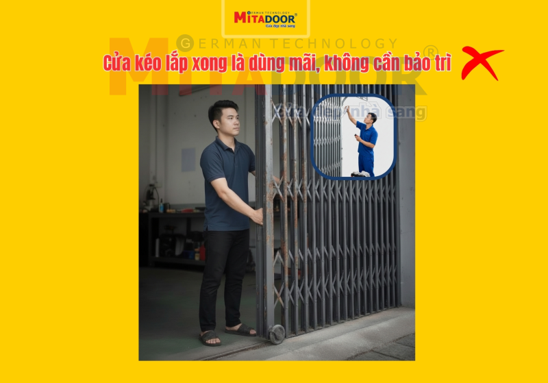 Kh&ocirc;ng bảo tr&igrave; cửa thường xuy&ecirc;n khiến cửa dễ xuống cấp, vận h&agrave;nh kh&ocirc;ng &ecirc;m &aacute;i