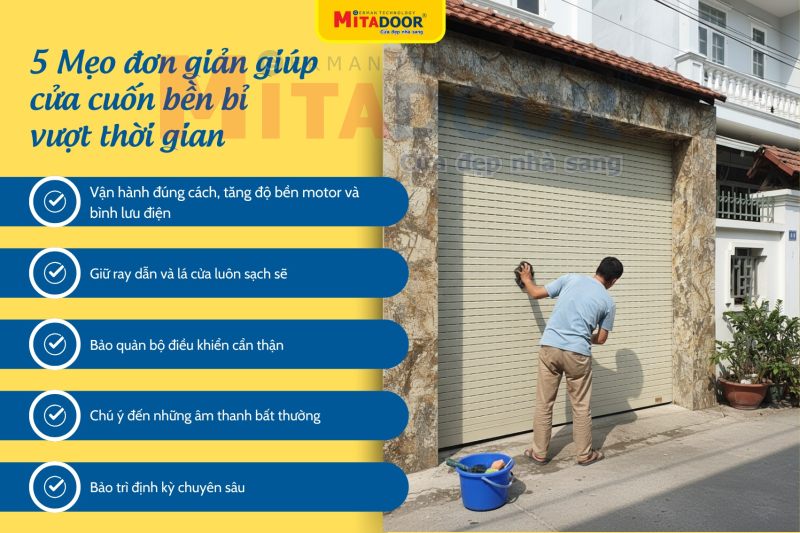 5 mẹo đơn giản gi&uacute;p cửa cuốn bền bỉ vượt thời gian
