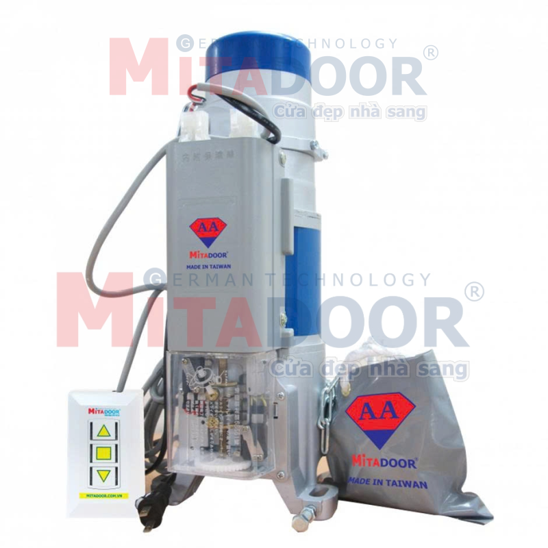 Motor Mitadoor Đ&agrave;i Loan AA c&oacute; c&ocirc;ng suất n&acirc;ng từ 300kg đến 2000kg t&ugrave;y theo k&iacute;ch thước v&agrave; khối lượng bộ cửa