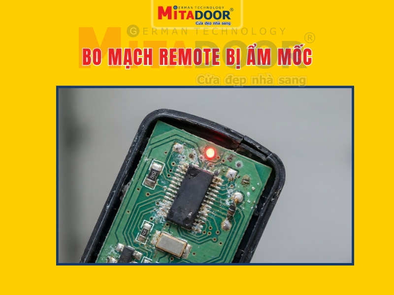 Bo mạch remote cửa cuốn bị ẩm mốc