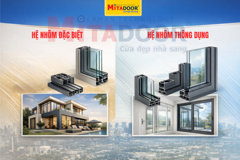 Hệ nhôm được xem là yếu tố chính quyết định đến phân khúc giá Hệ nhôm được xem là yếu tố chính quyết định đến phân khúc giá