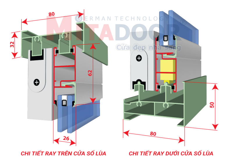 Chi tiết lắp đặt cửa sổ mở lùa hệ nhôm Mitadoor cao cấp Chi tiết lắp đặt cửa sổ mở lùa hệ nhôm Mitadoor cao cấp