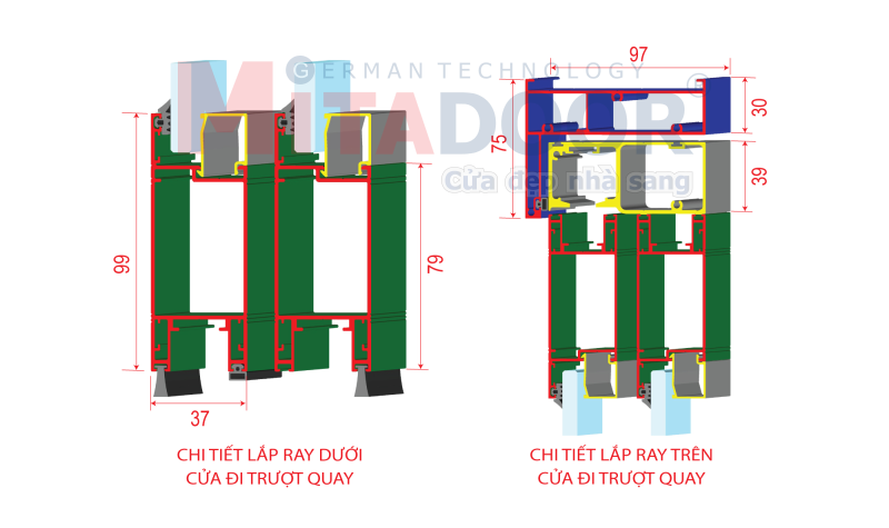Chi tiết lắp đặt Cửa đi mở quay – hệ trượt quay Mitadoor Chi tiết lắp đặt Cửa đi mở quay – hệ trượt quay Mitadoor