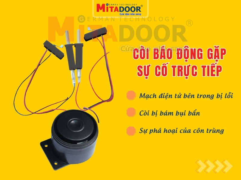 Còi báo động cửa cuốn bị trục trặc do nhiều tác động Còi báo động cửa cuốn bị trục trặc do nhiều tác động