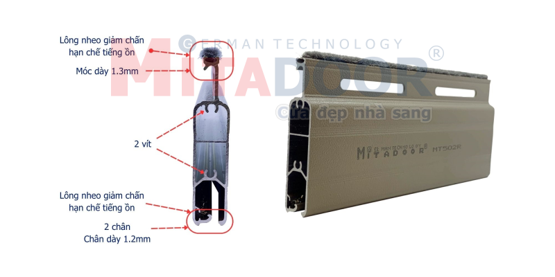 Nan cửa cuốn nhôm Mitadoor MT502R Nan cửa cuốn nhôm Mitadoor MT502R