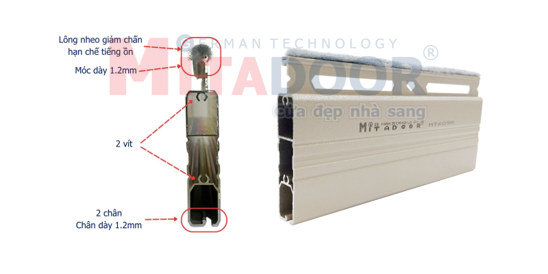 Nan cửa cuốn nhôm Khe thoáng Mitadoor MT609R Nan cửa cuốn nhôm Khe thoáng Mitadoor MT609R