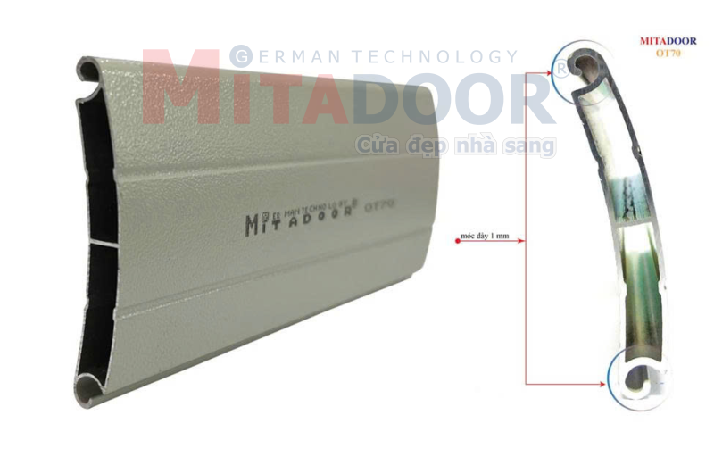 Nan cửa cuốn nhôm Mitadoor Siêu kín OT70 Nan cửa cuốn nhôm Mitadoor Siêu kín OT70