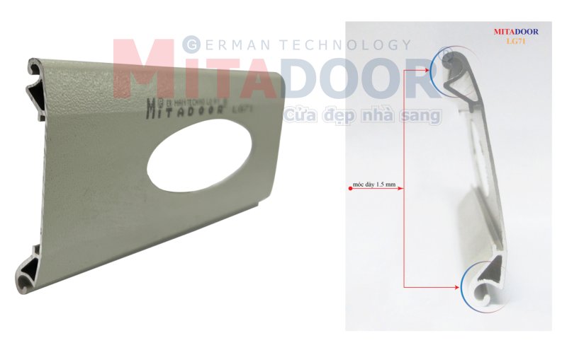 Nan cửa cuốn nhôm Mitadoor Siêu thoáng LG71 Nan cửa cuốn nhôm Mitadoor Siêu thoáng LG71