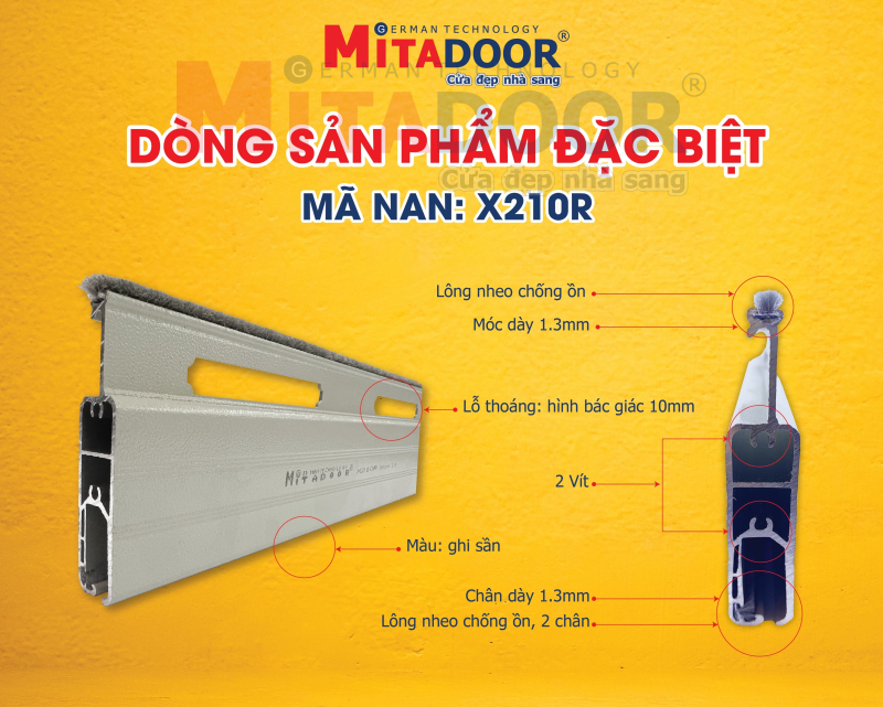 Nan cửa cuốn nhôm Mitadoor X210R Nan cửa cuốn nhôm Mitadoor X210R