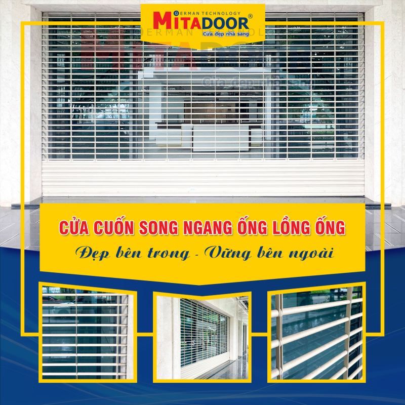 Cửa cuốn song ngang ống lồng ống thép sơn tĩnh điện bền đẹp, hiện đại Cửa cuốn song ngang ống lồng ống thép sơn tĩnh điện bền đẹp, hiện đại