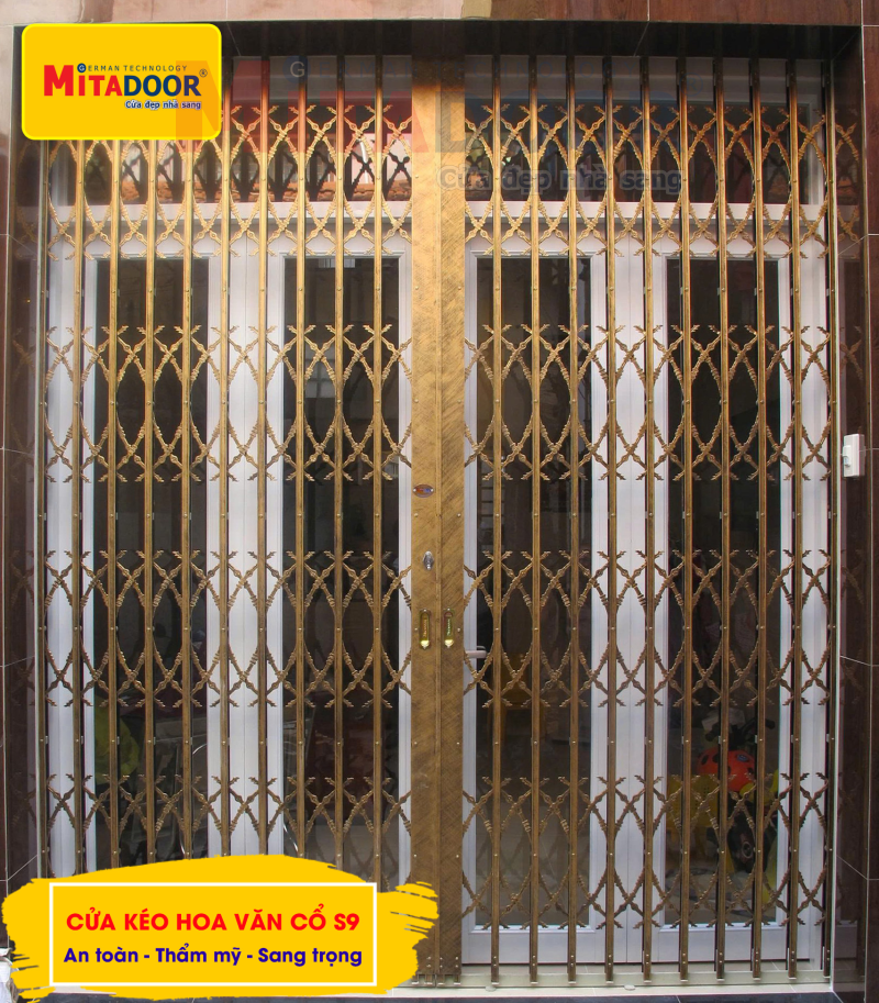 Cửa kéo hoa văn cổ S9 Mitadoor