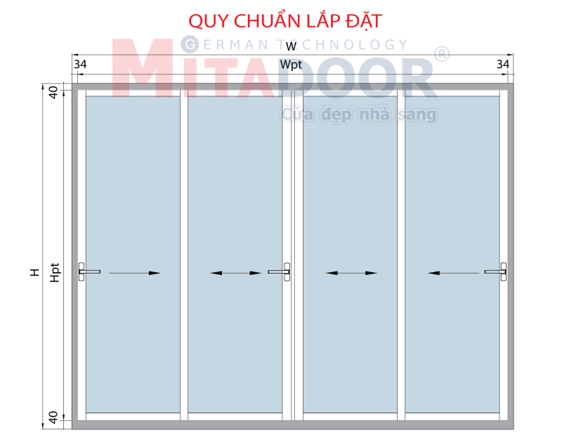 Quy chuẩn lắp đặt Cửa đi mở lùa - hệ nhôm Mitadoor XF93 Quy chuẩn lắp đặt Cửa đi mở lùa - hệ nhôm Mitadoor XF93