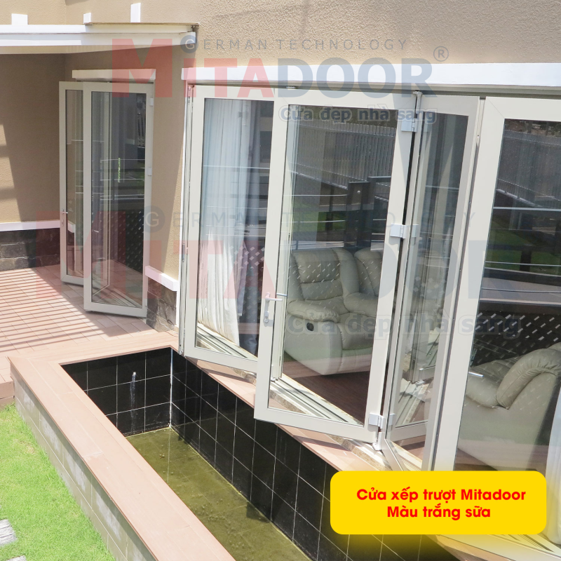 Cửa xếp trượt Mitadoor với màu trắng sữa mang đến năng lượng tích cực Cửa xếp trượt Mitadoor với màu trắng sữa mang đến năng lượng tích cực