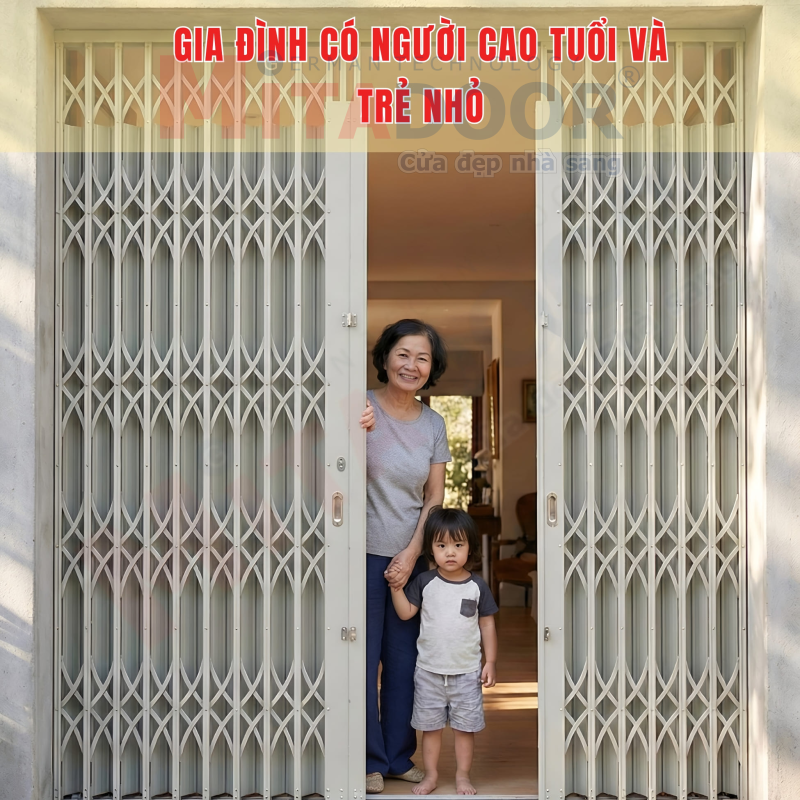 Người lớn tuổi v&agrave; trẻ nhỏ đều sử dụng cửa k&eacute;o dễ d&agrave;ng