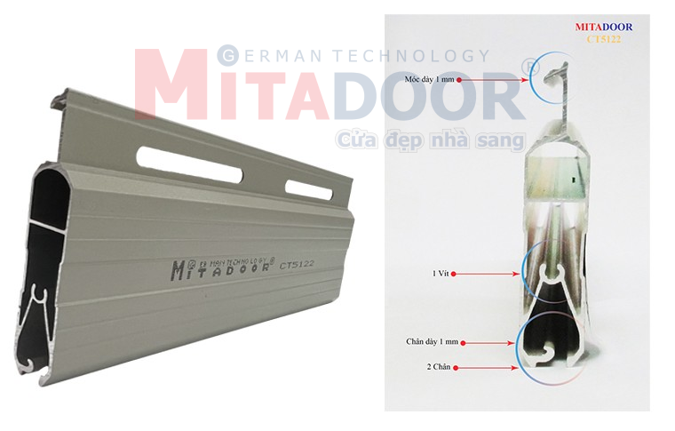 Nan cửa cuốn nhôm khe thoáng Mitadoor CT5122
