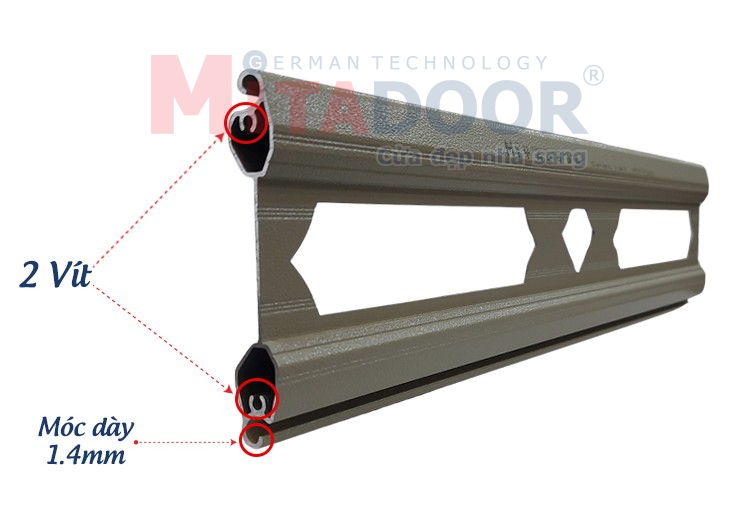 Mặt cắt nan cửa cuốn siêu thoáng Mitadoor MT720 Mặt cắt nan cửa cuốn siêu thoáng Mitadoor MT720