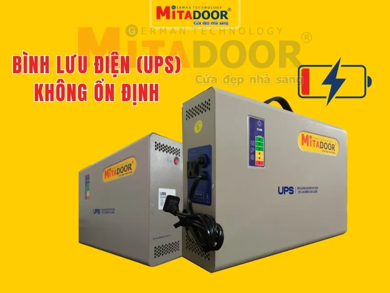 Bình lưu điện cửa cuốn hoạt động không ổn định
